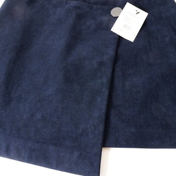 Theory  IWG Wrap Skirt Brilliant Skirt  Navy Fulton Fuax Suede Skirt  NWT 195 - Picture 10 of 14
